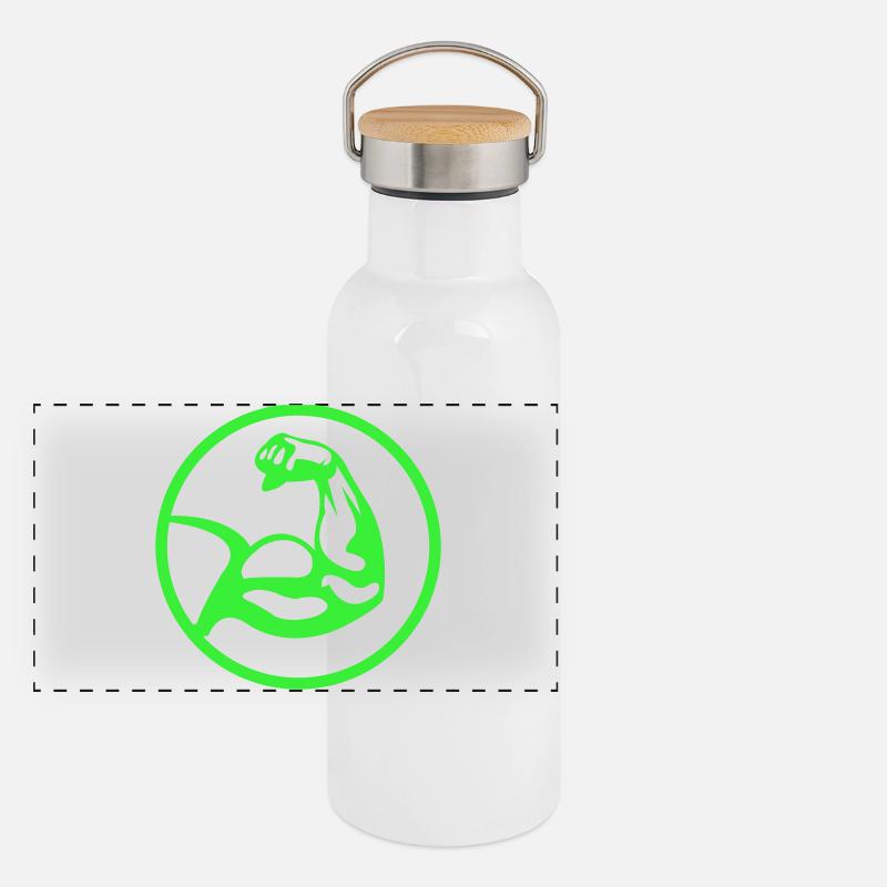 Biceps – Green silhouette Panoramic Thermal Bottle with Bamboo Lid