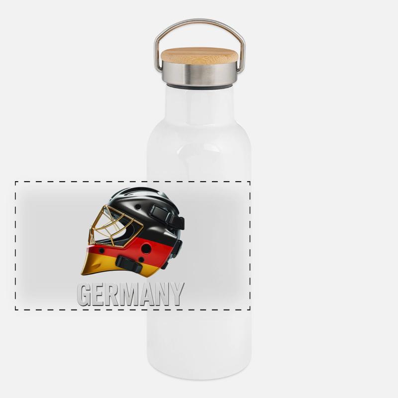 Graphique du casque du drapeau allemand Gourde isotherme avec bouchon en bambou