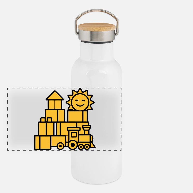 Bauklötze Eisenbahn Spielzeug Panorama Thermosflasche mit Bambusdeckel