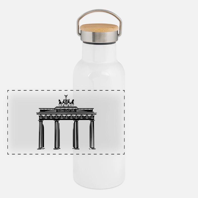 Porte de Brandebourg à Berlin Gourde isotherme avec bouchon en bambou