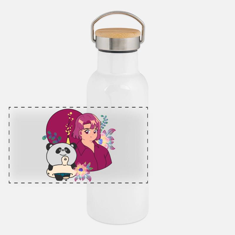 Kawaii Panda & Prothèse d’été Gourde isotherme avec bouchon en bambou