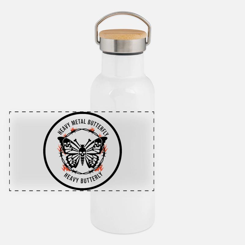 heavy Metal Falter Schädel-Design Butterfly Panorama Thermosflasche mit Bambusdeckel