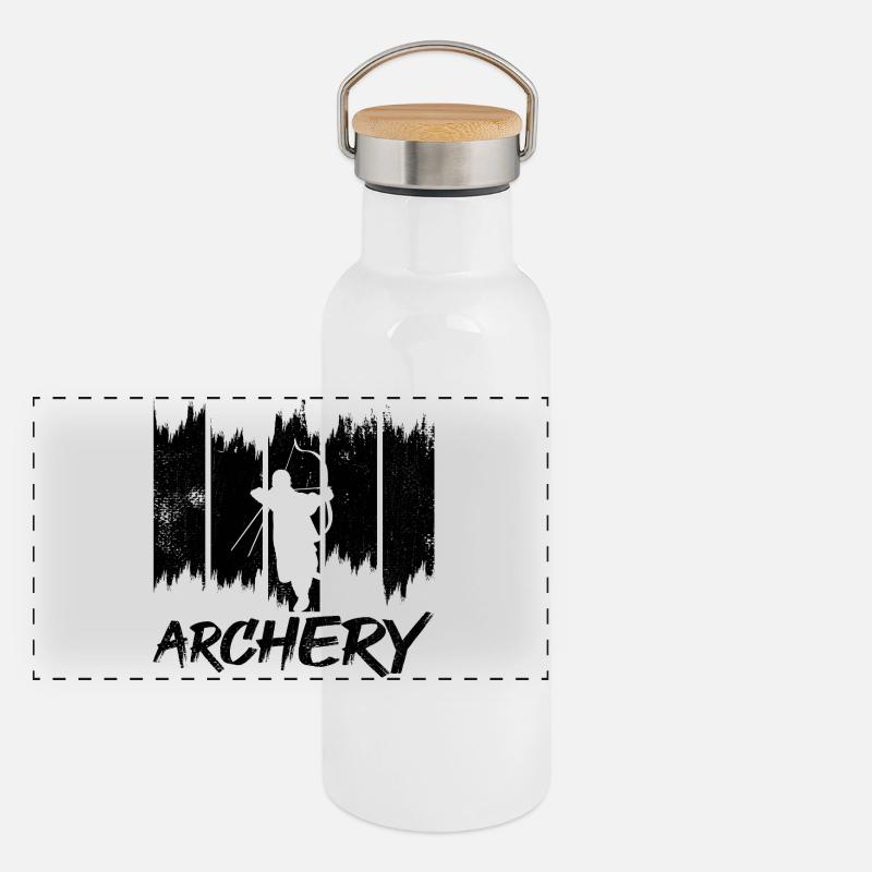Bogenschießen Panorama Thermosflasche mit Bambusdeckel