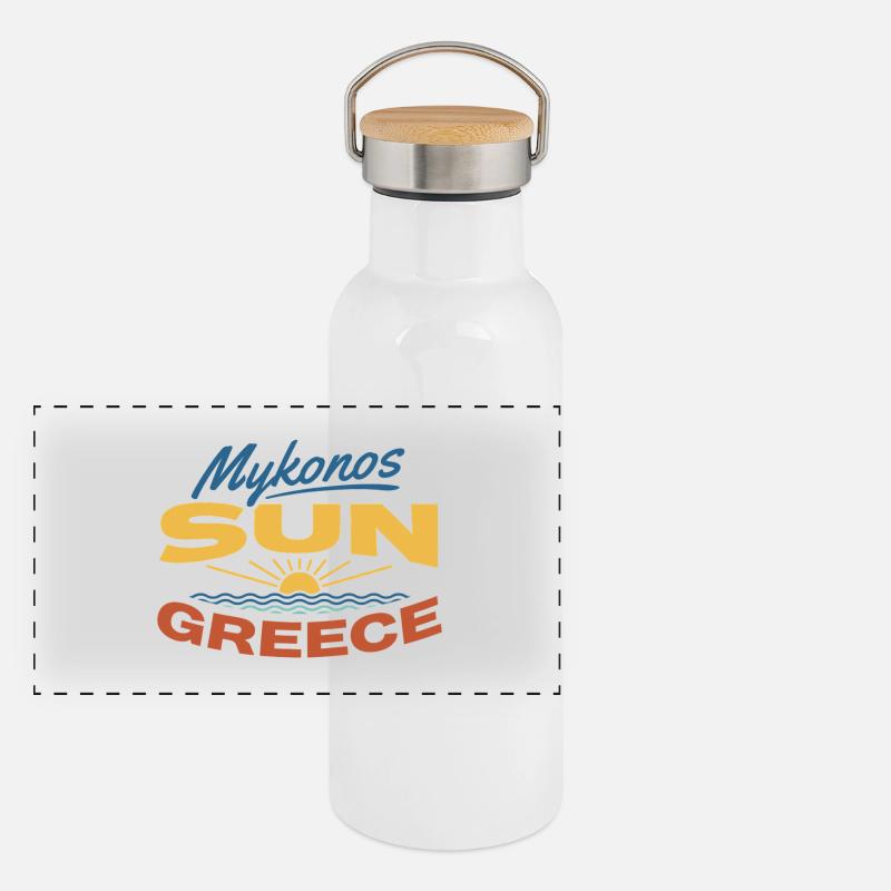 Mykonos Soleil Grèce Coucher de soleil Tee Gourde isotherme avec bouchon en bambou