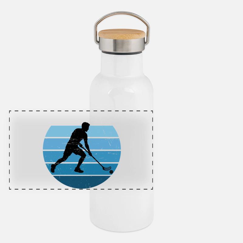 Les joueurs de floorball et de floorball vont ensemble Gourde isotherme avec bouchon en bambou
