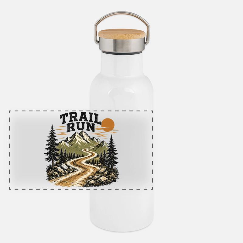 course sur sentier Gourde isotherme avec bouchon en bambou