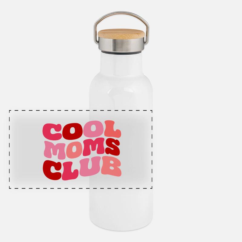 Cool Moms Club - Panoramic Thermal Bottle with Bamboo Lid - white
