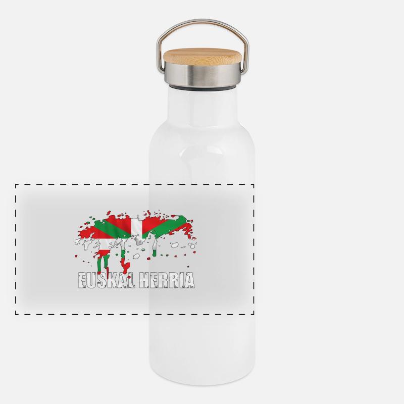 drapeau basque Gourde isotherme avec bouchon en bambou