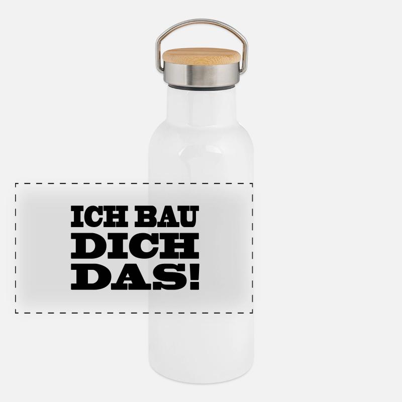 Bauarbeiter Panorama Thermosflasche mit Bambusdeckel