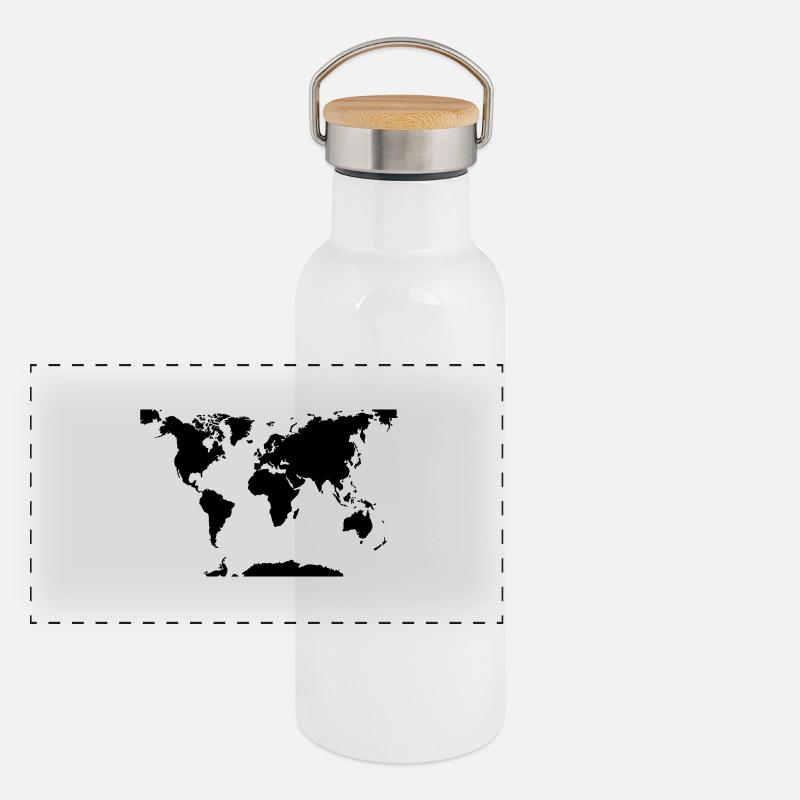World map Panoramic Thermal Bottle with Bamboo Lid