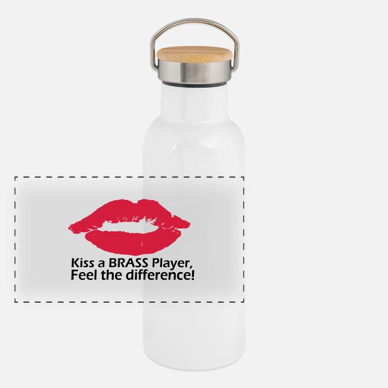 Kiss a brass player Gourde isotherme avec bouchon en bambou