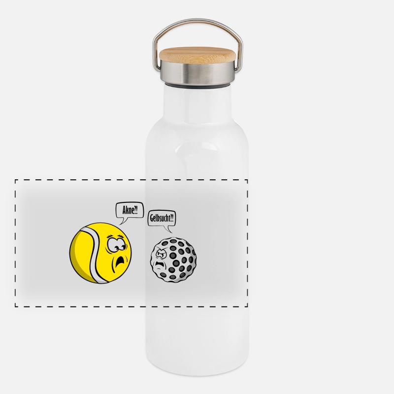 Tennis vs Golf Panorama Thermosflasche mit Bambusdeckel