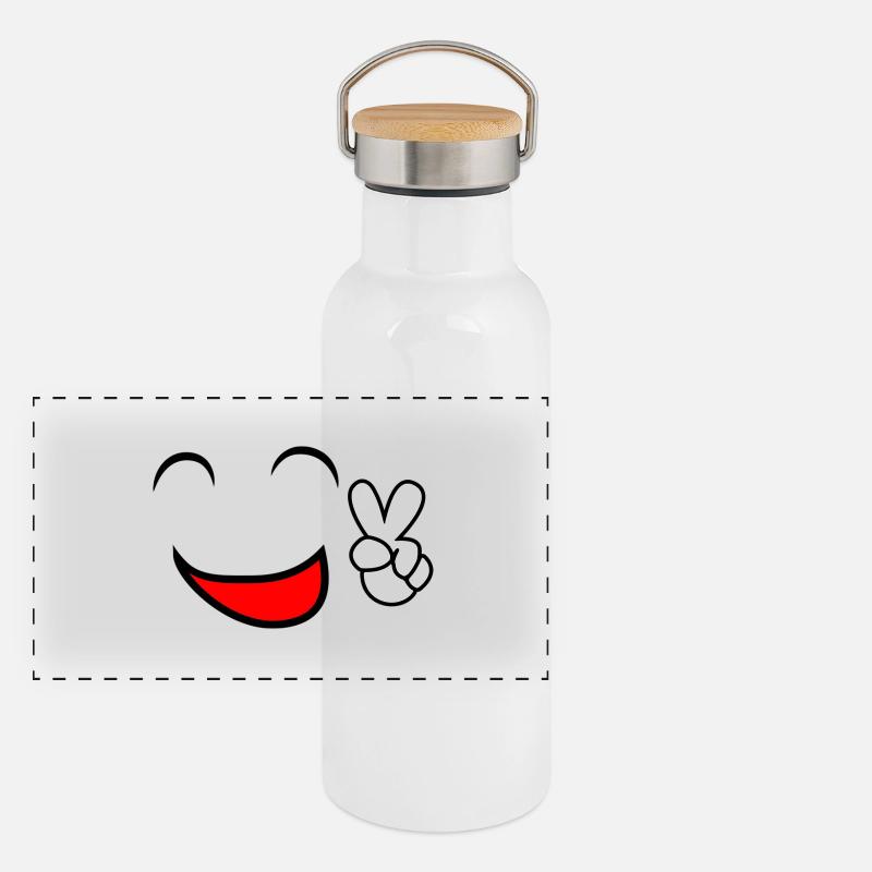 comic-smile Panorama Thermosflasche mit Bambusdeckel