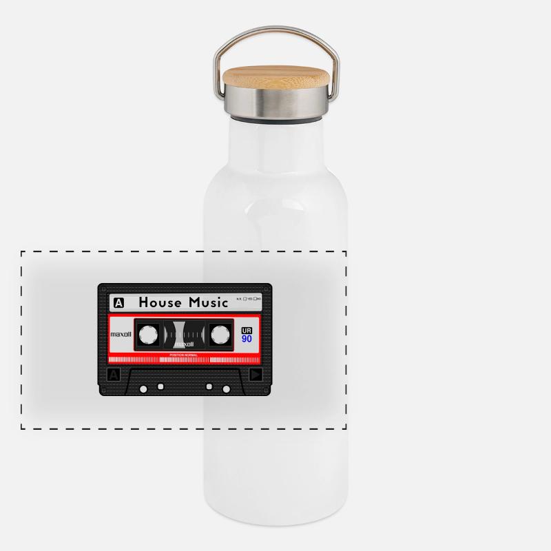 HOUSE MUSIC KASSETTE Panorama Thermosflasche mit Bambusdeckel