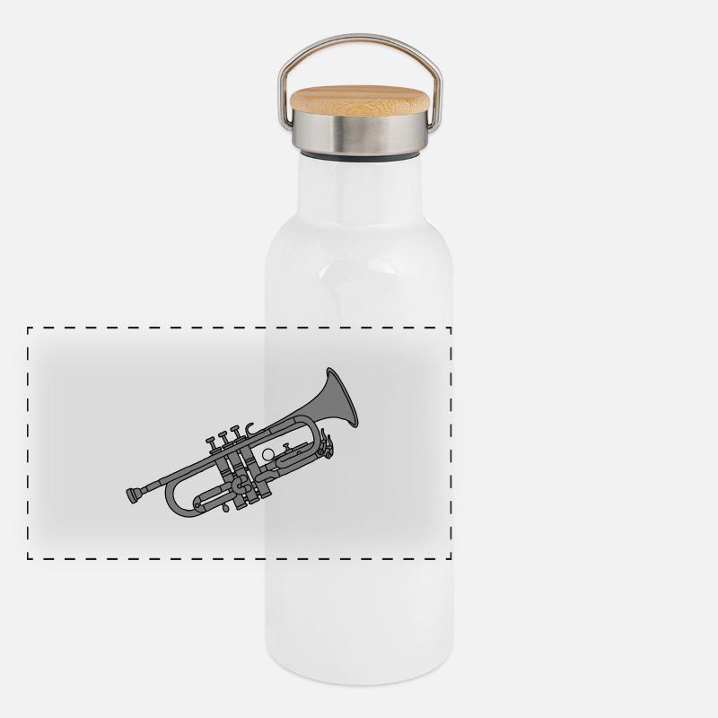 Trompete 2 Panorama Thermosflasche mit Bambusdeckel