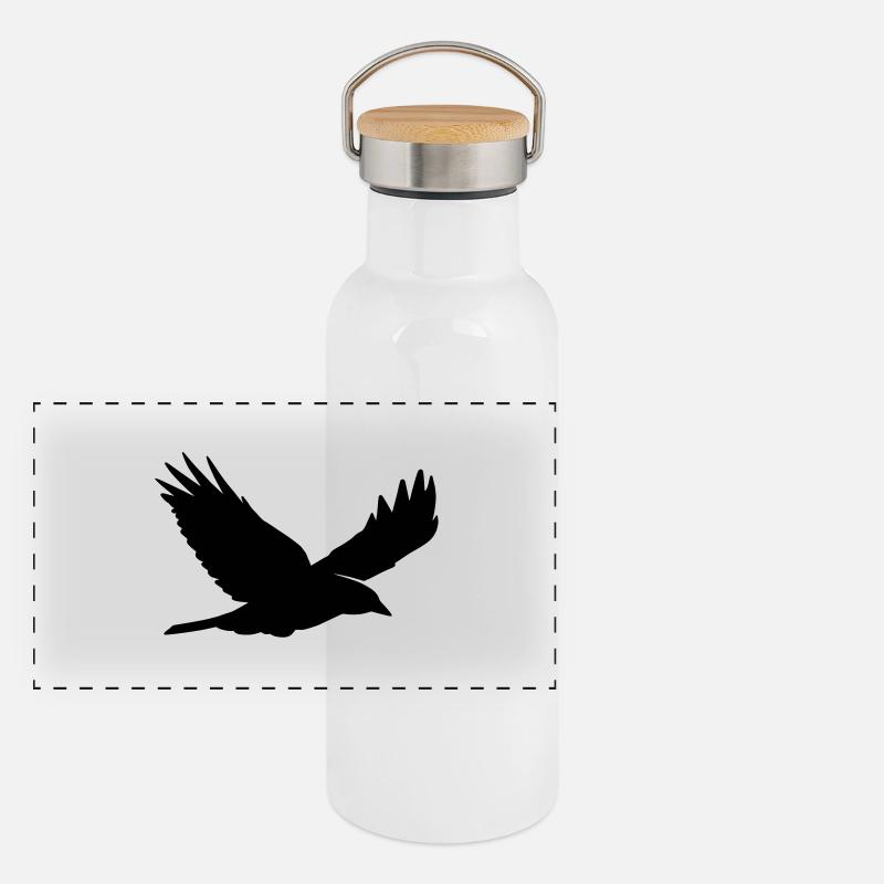 Raven Silhouette Panoramic Thermal Bottle with Bamboo Lid