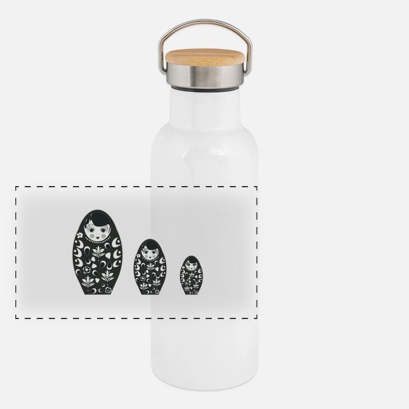 Matroschka Figuren Panorama Thermosflasche mit Bambusdeckel