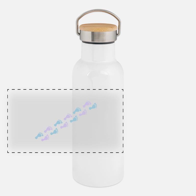 footprints Panorama Thermosflasche mit Bambusdeckel