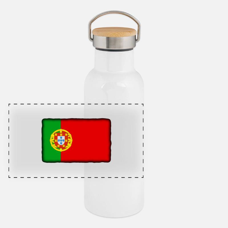 drapeau portugais Panoramic Thermal Bottle with Bamboo Lid
