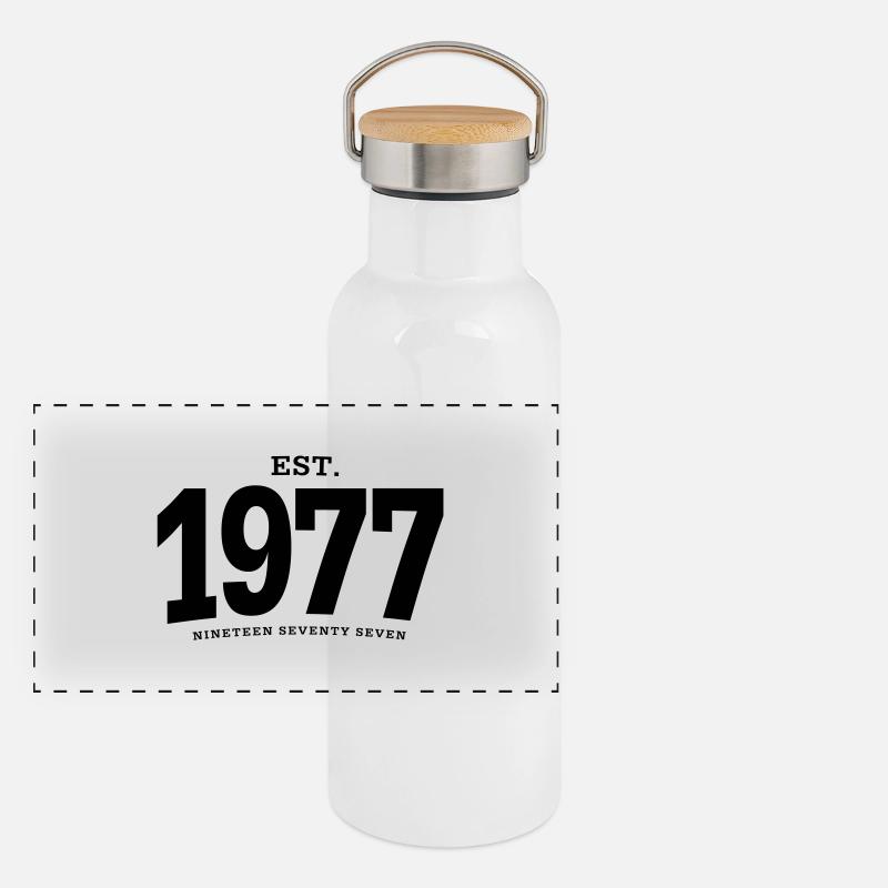 HNE. 1977 Nineteen Seventy Seven Gourde isotherme avec bouchon en bambou