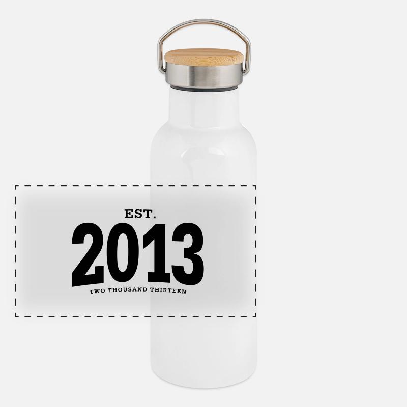HNE. 2013 Deux mille treize Gourde isotherme avec bouchon en bambou