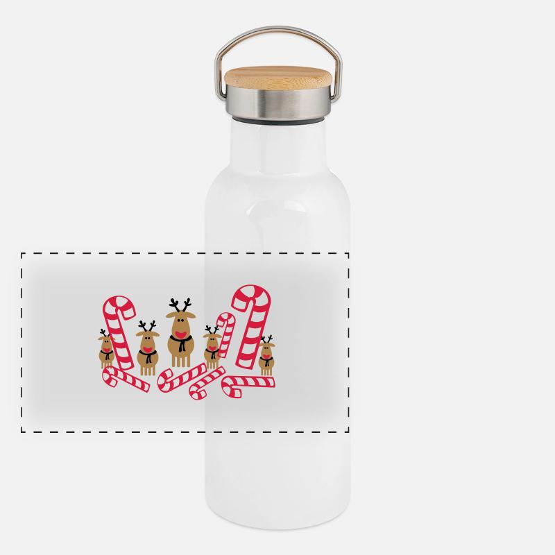 glücklich raindeers Panorama Thermosflasche mit Bambusdeckel