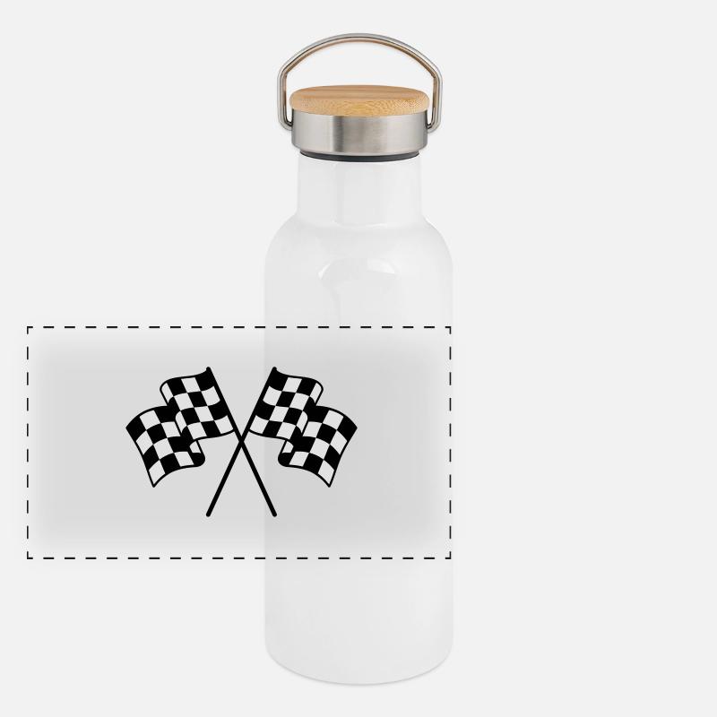Checkered Flags 2 color Panoramic Thermal Bottle with Bamboo Lid