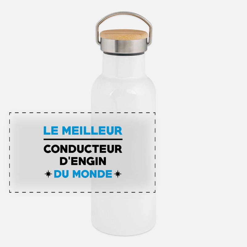 Conducteur d'engin / BTP / Travaux / Construction Gourde isotherme avec bouchon en bambou