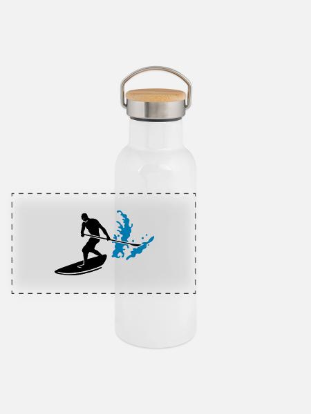 paddleboard - Panorama Thermosflasche mit Bambusdeckel - Weiß - Vorne
