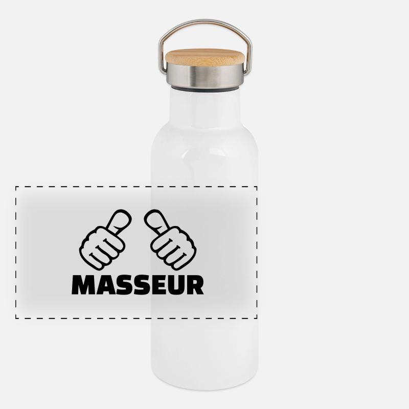Masseur Panorama Thermosflasche mit Bambusdeckel