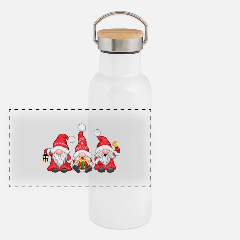 Festive Gnomes Panoramic Thermal Bottle with Bamboo Lid