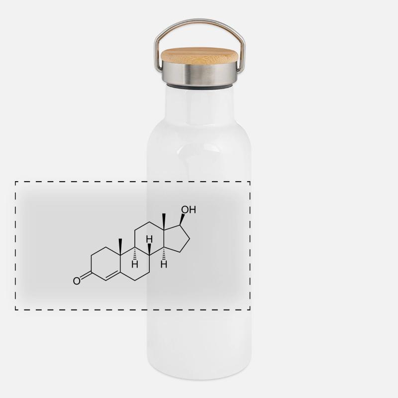 Testosteron Strukturformel - schwarz Panorama Thermosflasche mit Bambusdeckel