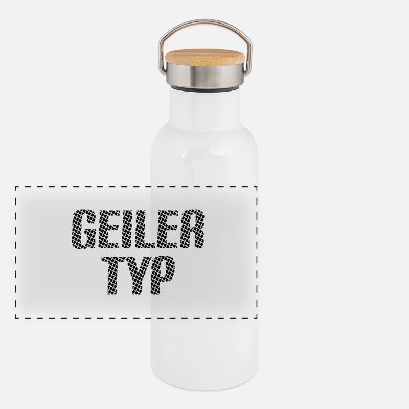geiler typ schwarz Panorama Thermosflasche mit Bambusdeckel