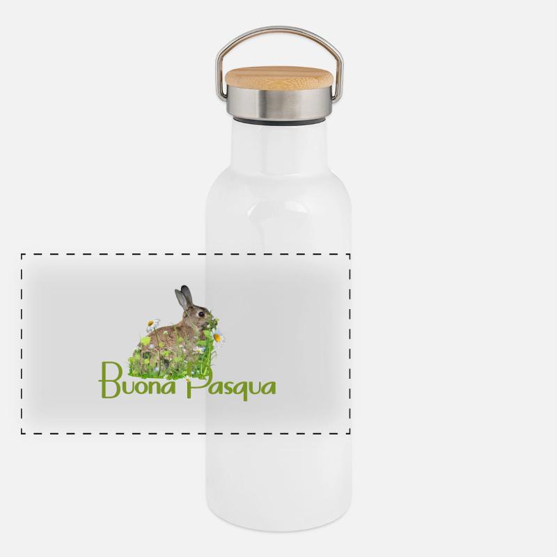 Frohe Ostern Panorama Thermosflasche mit Bambusdeckel