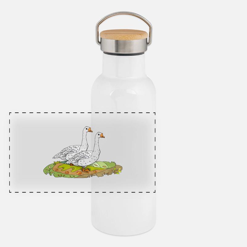Oies Gourde isotherme avec bouchon en bambou