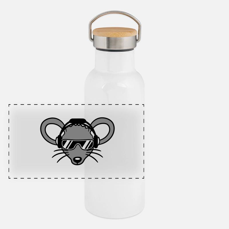 Maus Sonnenbrille Cool Kopfhörer Party Musik hören Panorama Thermosflasche mit Bambusdeckel