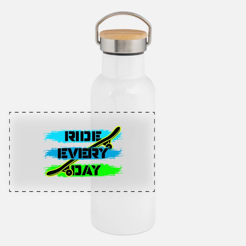 Skate Panorama Thermosflasche mit Bambusdeckel