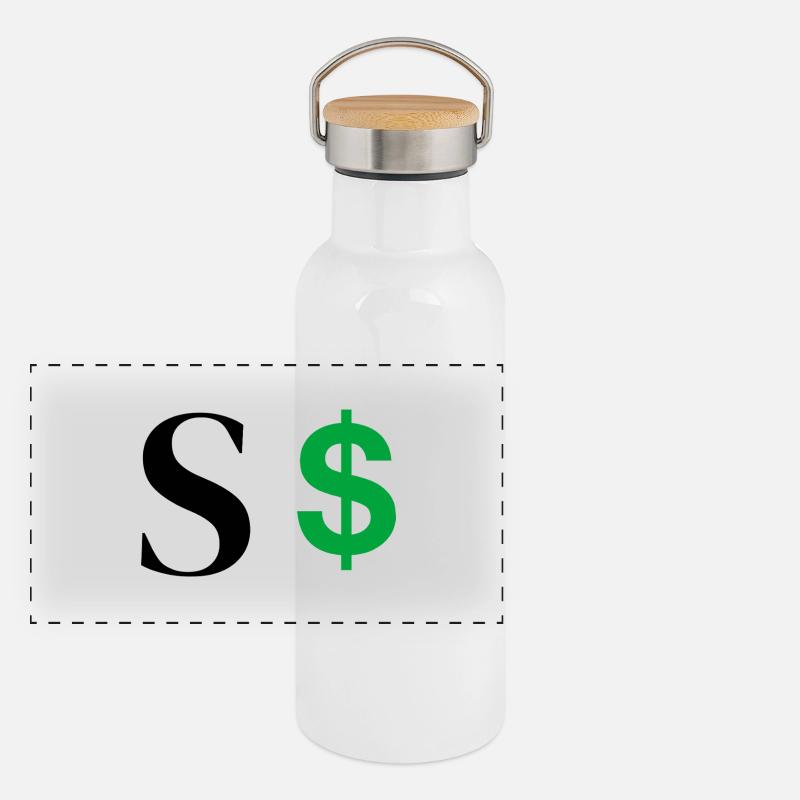 Letter s dollar Panoramic Thermal Bottle with Bamboo Lid