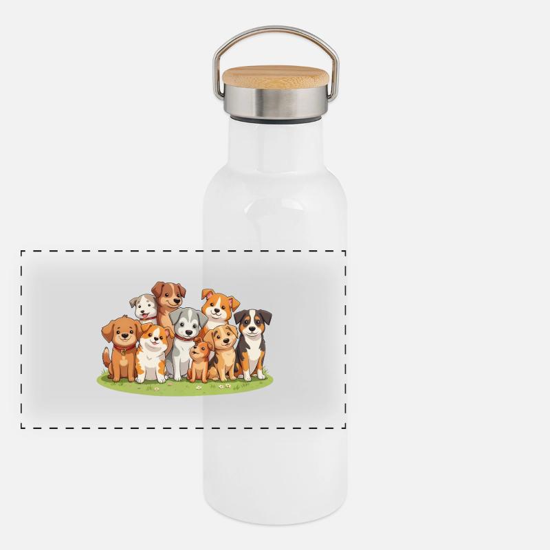 Une meute de chiens Gourde isotherme avec bouchon en bambou