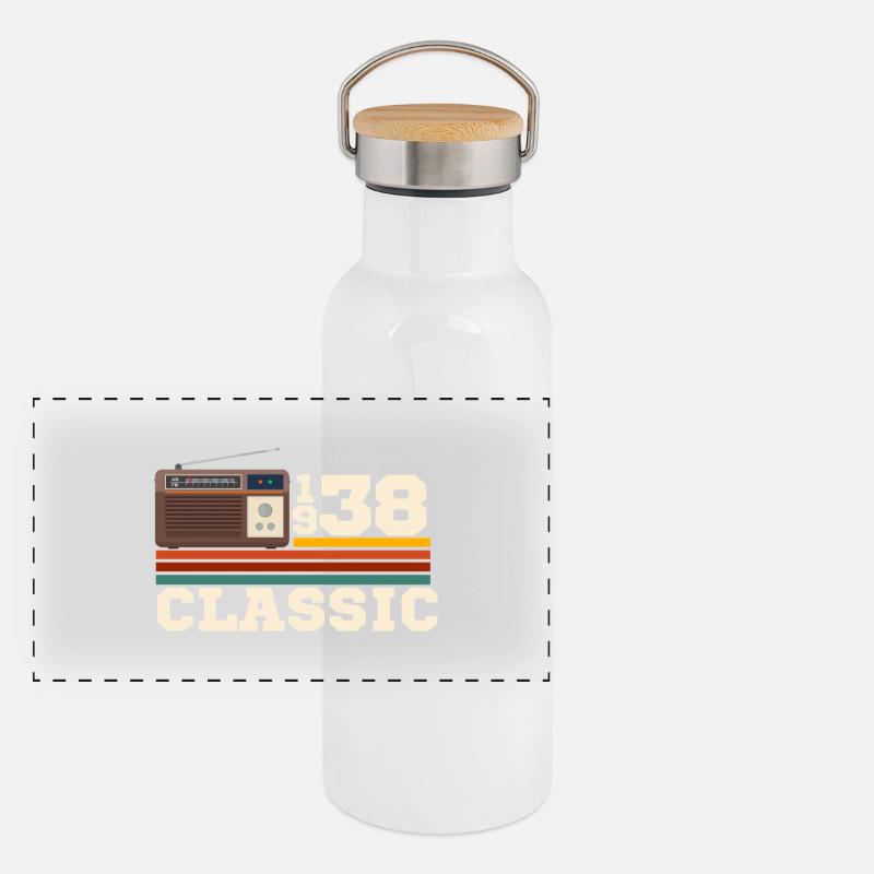 Anniversaire 1938 retro classic Gourde isotherme avec bouchon en bambou