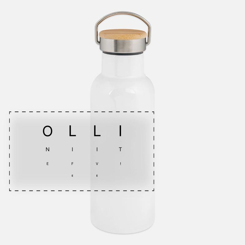 One Life – Eyetest Chart Style Panoramic Thermal Bottle with Bamboo Lid