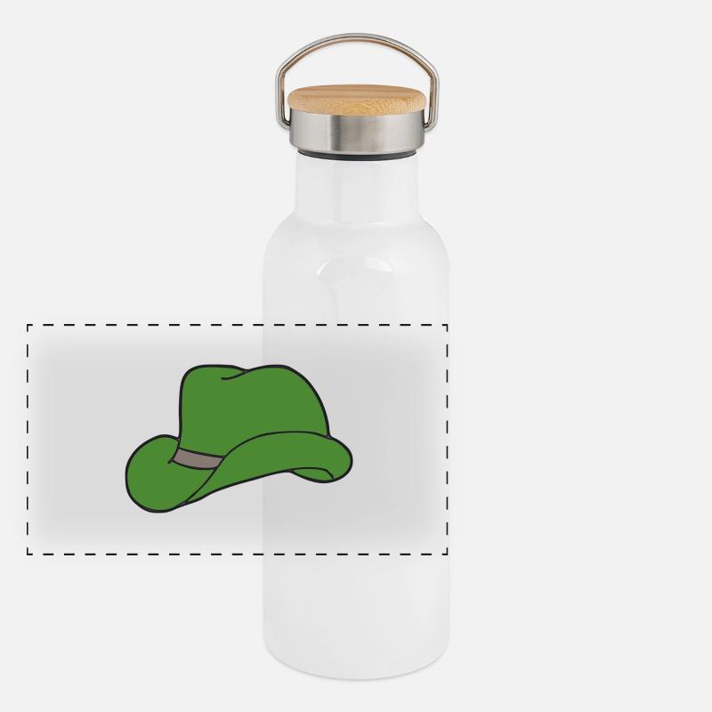 hut gruen Panorama Thermosflasche mit Bambusdeckel