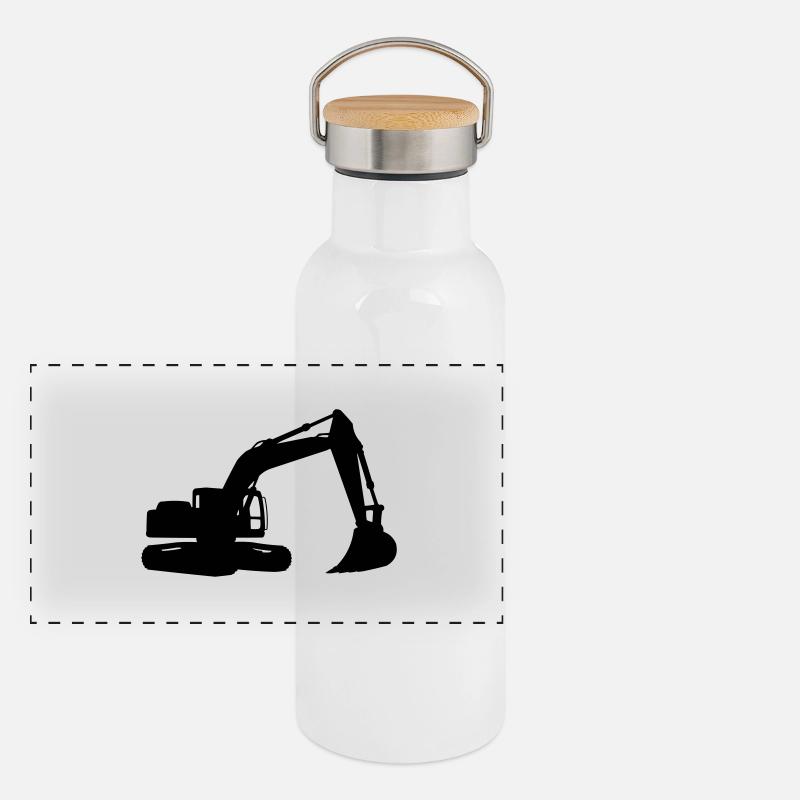 bagger Panorama Thermosflasche mit Bambusdeckel