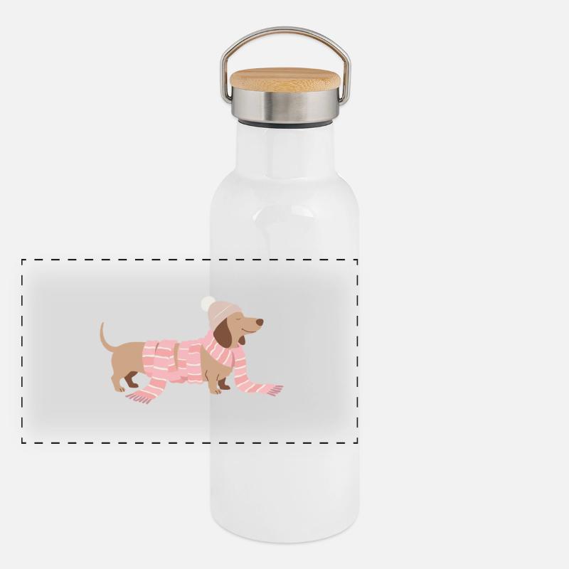 Illustration du teckel d’hiver Gourde isotherme avec bouchon en bambou
