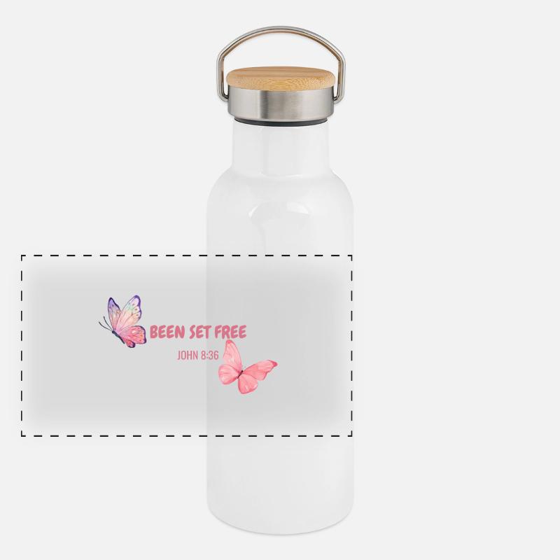 Conception de foi papillon inspirante Gourde isotherme avec bouchon en bambou