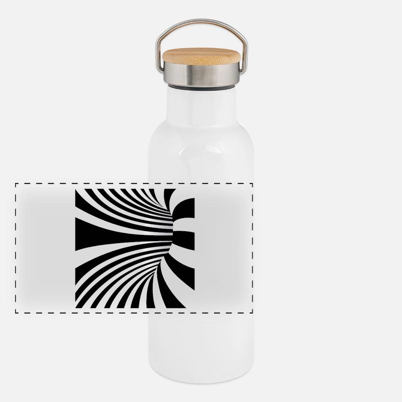 Hypnotic Black and White Art Panoramic Thermal Bottle with Bamboo Lid