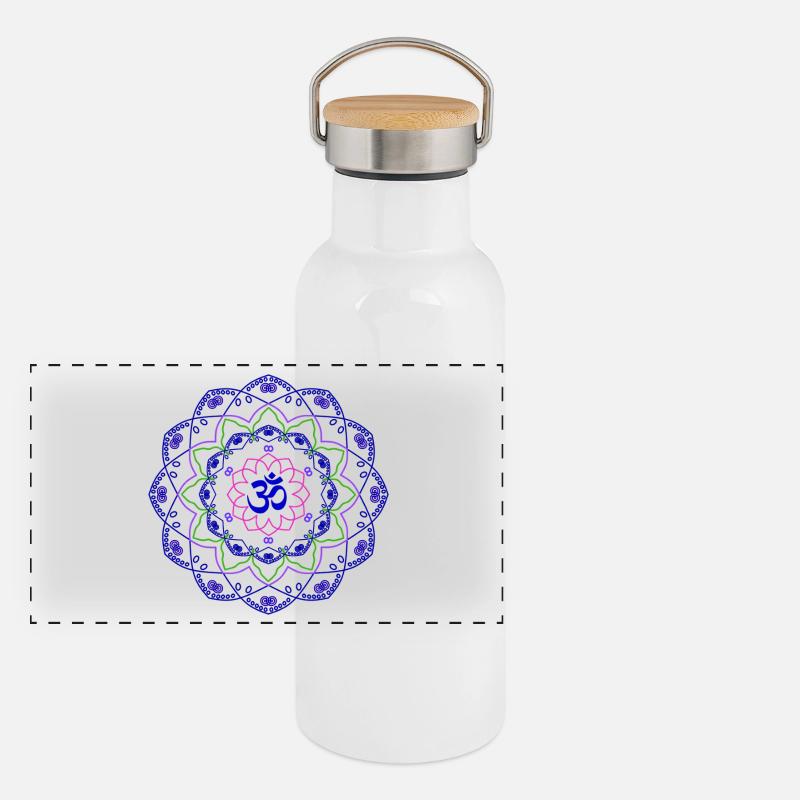 Mandala Universe Vibrant Circular Panoramic Thermal Bottle with Bamboo Lid