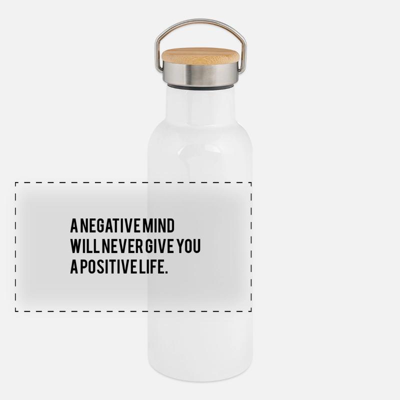 Motivierender Spruch Englisch  Panorama Thermosflasche mit Bambusdeckel