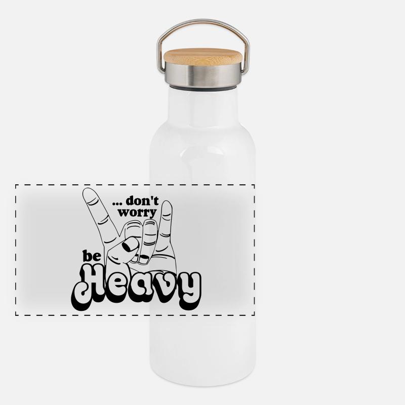 Heavy Metal,Headbanger,dont worry be Heavy(25) Panorama Thermosflasche mit Bambusdeckel