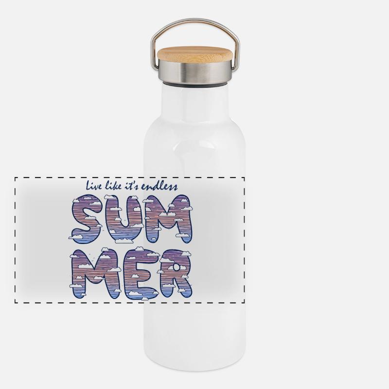 Endless Summer (Schriftzug) Panorama Thermosflasche mit Bambusdeckel